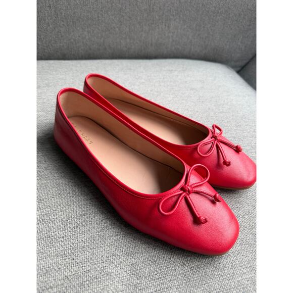 Cole Haan Yara Red Ballet Leather Flats Bow Detail Women's 9.5 - Picture 4 of 13
